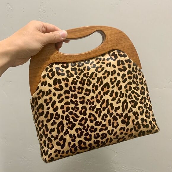 Handmade Genuine Hair-on-horsehide Leather Wooden Frame Bag & 2 Chain Styles - Picture 4 of 16